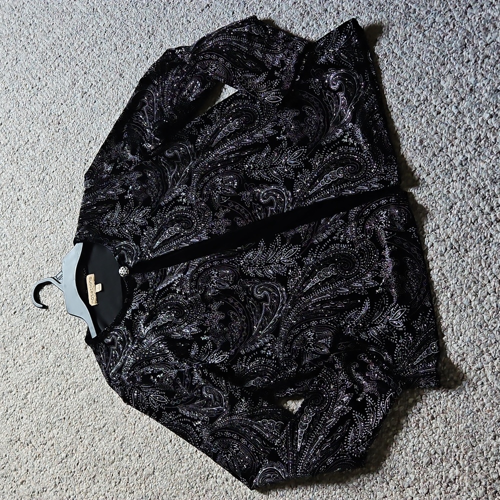 Notations Black And Silver Glitter Velvet Pattern… - image 3